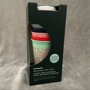 Starbucks Color Changing Reusable Hot Cups Candy Cane Christmas Set of 6 NIB